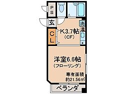 ラ・シャンブル 1Kの間取図画像
