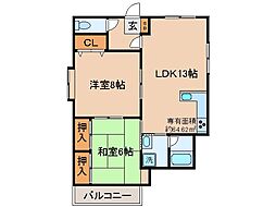 京阪宇治線 黄檗駅 徒歩5分の賃貸マンション 3階2LDKの間取り