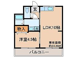 JR奈良線 黄檗駅 徒歩8分の賃貸マンション 1階1LDKの間取り