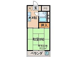 京都地下鉄東西線 小野駅 徒歩2分の賃貸マンション 3階1Kの間取り