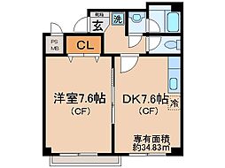 JR東海道・山陽本線 山科駅 徒歩6分の賃貸マンション 2階1DKの間取り