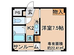 京阪本線 丹波橋駅 徒歩2分の賃貸マンション 1階1Kの間取り