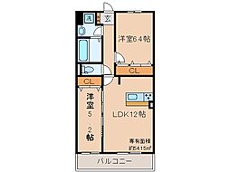 京阪宇治線 木幡駅 徒歩2分の賃貸マンション 4階2LDKの間取り