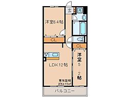京阪宇治線 木幡駅 徒歩2分の賃貸マンション 4階2LDKの間取り