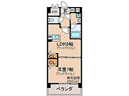 京都地下鉄東西線 椥辻駅 徒歩9分の賃貸マンション 7階1LDKの間取り