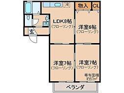 京都地下鉄東西線 小野駅 徒歩19分の賃貸アパート 2階3LDKの間取り