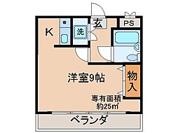 近鉄京都線 向島駅 徒歩8分の賃貸マンション 3階1Kの間取り