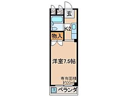 京阪本線 丹波橋駅 徒歩12分の賃貸マンション 3階1Kの間取り