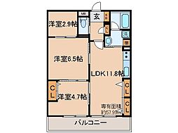 インサイトルポ山科新十条 3LDKの間取図画像