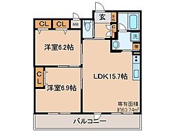 インサイトルポ山科新十条 2LDKの間取図画像