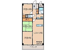 京阪宇治線 木幡駅 徒歩2分の賃貸マンション 6階3LDKの間取り