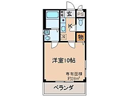 JR東海道・山陽本線 山科駅 徒歩1分の賃貸マンション 2階1Kの間取り