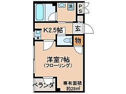 JR奈良線 桃山駅 徒歩1分の賃貸マンション 3階1Kの間取り