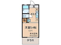 JR奈良線 木幡駅 徒歩2分の賃貸アパート 1階1Kの間取り