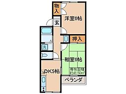 京阪宇治線 観月橋駅 徒歩11分の賃貸アパート 2階2DKの間取り