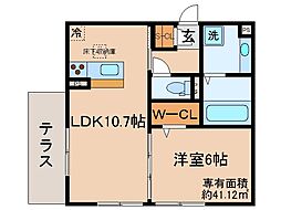 京阪宇治線 六地蔵駅 徒歩6分の賃貸アパート 1階1LDKの間取り