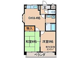 京阪本線 伏見桃山駅 徒歩29分の賃貸マンション 6階2DKの間取り