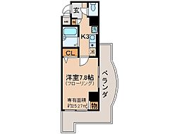 京都地下鉄東西線 椥辻駅 徒歩1分の賃貸マンション 4階1Kの間取り