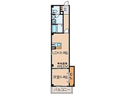 近鉄京都線 久津川駅 徒歩6分の賃貸マンション 2階1LDKの間取り