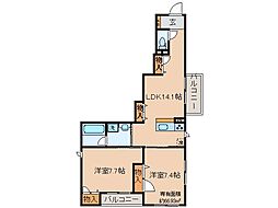 JR奈良線 JR藤森駅 徒歩11分の賃貸マンション 1階2LDKの間取り