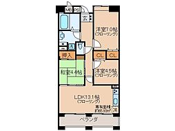 京都地下鉄東西線 東野駅 徒歩1分の賃貸マンション 4階3LDKの間取り