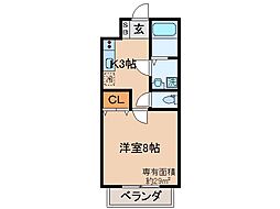 京阪本線 淀駅 徒歩12分の賃貸アパート 2階1Kの間取り