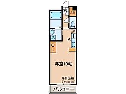 京阪本線 中書島駅 徒歩7分の賃貸マンション 2階ワンルームの間取り