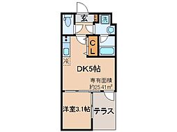 JR東海道・山陽本線 山科駅 徒歩12分の賃貸マンション 1階1DKの間取り