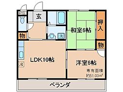 コンフォール・パオ 2LDKの間取図画像