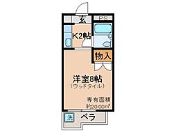 近鉄京都線 大久保駅 徒歩7分の賃貸マンション 1階1Kの間取り