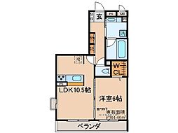 京阪宇治線 木幡駅 徒歩8分の賃貸アパート 1階1LDKの間取り