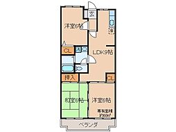 近鉄京都線 大久保駅 徒歩9分の賃貸マンション 5階3LDKの間取り