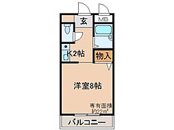 ミラベル竹鼻 1Kの間取図画像