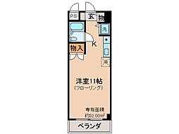 近鉄京都線 向島駅 徒歩8分の賃貸マンション 1階ワンルームの間取り