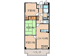 京阪宇治線 三室戸駅 徒歩5分の賃貸マンション 5階3LDKの間取り