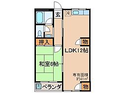 京阪本線 伏見桃山駅 徒歩28分の賃貸マンション 2階1LDKの間取り