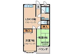 京阪本線 淀駅 徒歩12分の賃貸マンション 1階2LDKの間取り