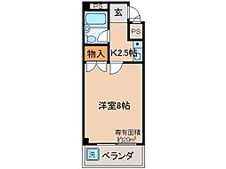 京都地下鉄東西線 山科駅 徒歩3分の賃貸マンション 4階1Kの間取り