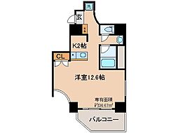 京都地下鉄東西線 椥辻駅 徒歩1分の賃貸マンション 3階1Kの間取り