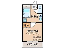 京都地下鉄東西線 東野駅 徒歩4分の賃貸マンション 2階1Kの間取り
