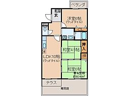 京都地下鉄東西線 石田駅 徒歩13分の賃貸マンション 1階3LDKの間取り