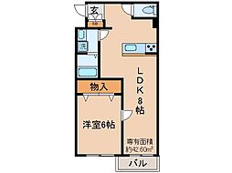 京阪本線 墨染駅 徒歩3分の賃貸マンション 1階1LDKの間取り