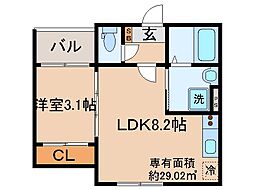 京阪本線 淀駅 徒歩8分の賃貸アパート 1階1LDKの間取り