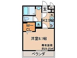 JR奈良線 新田駅 徒歩3分の賃貸アパート 3階1Kの間取り