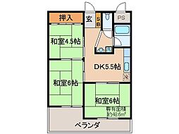 第2ロイヤルハイツ和田 3DKの間取図画像