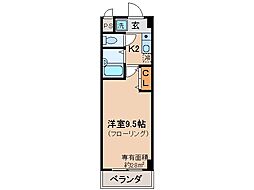 京都地下鉄東西線 椥辻駅 徒歩1分の賃貸マンション 3階1Kの間取り