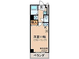 京都地下鉄東西線 山科駅 徒歩1分の賃貸マンション 5階ワンルームの間取り