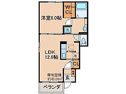 京阪宇治線 三室戸駅 徒歩11分の賃貸アパート 1階1LDKの間取り