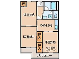 京阪宇治線 観月橋駅 徒歩7分の賃貸マンション 3階3DKの間取り