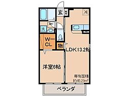京阪宇治線 観月橋駅 徒歩14分の賃貸アパート 2階1LDKの間取り